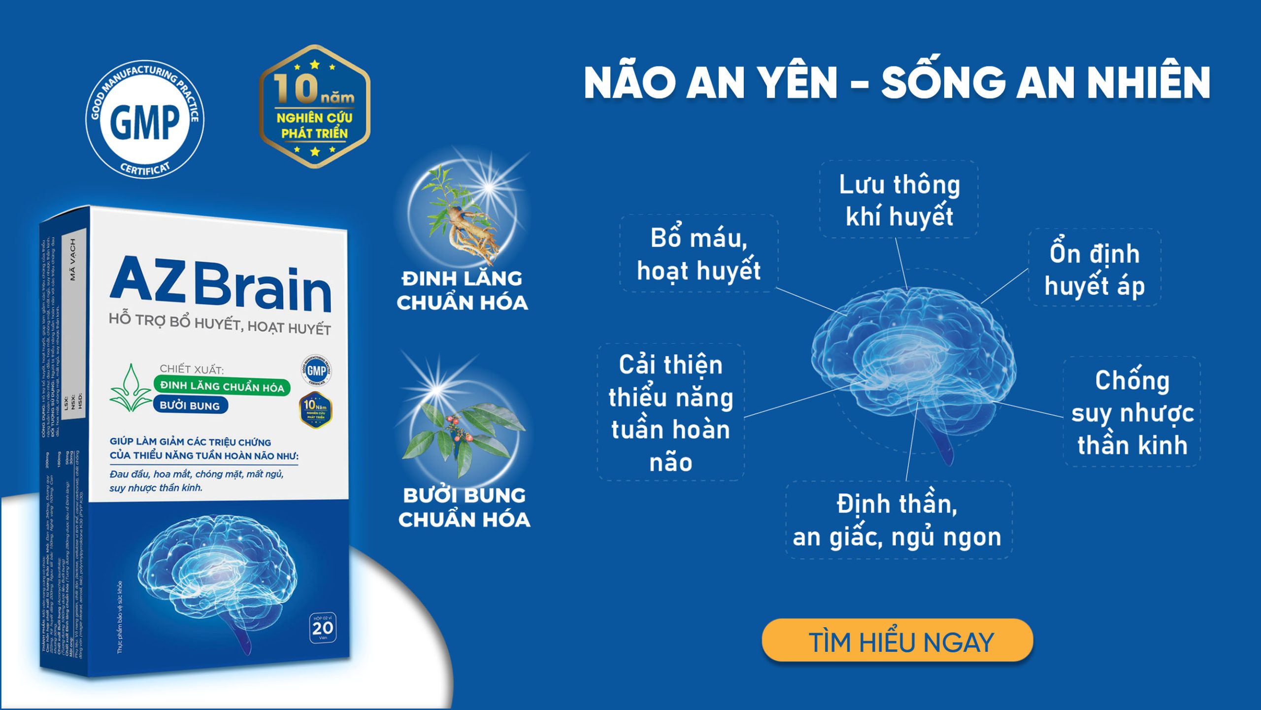 AZBRAIN chấm dứt tình trạng đau đầu sau gáy do thiếu máu não, rối loạn lưu thông máu gây ra